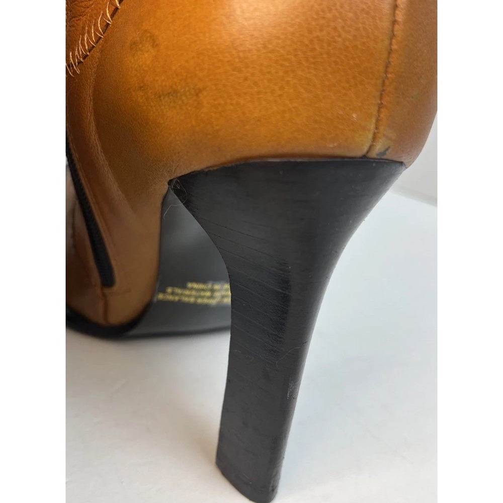 Vintage Wild Orchid Cognac Leather Wavy Patch Stitch Knee High Boots Y2K Size 10 - Picture 8 of 15